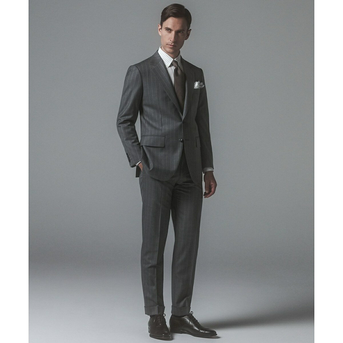 【CANONICO/カノニコ】 リベンジ 150's 通年スーツ(グレー×ストライプ)/五大陸(gotairiku)