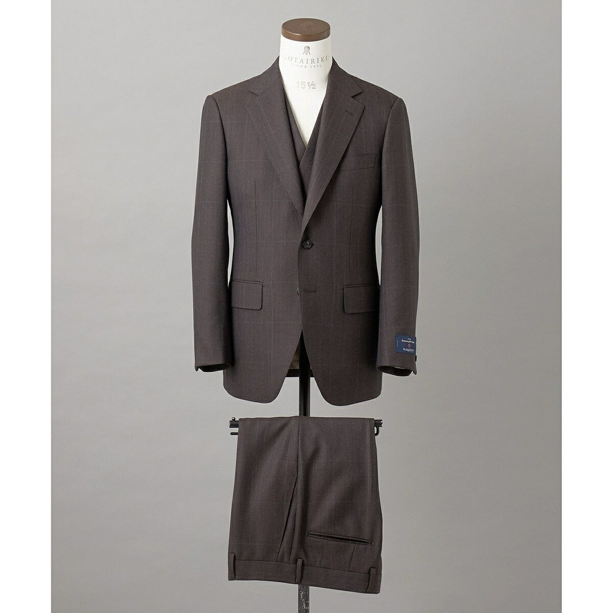 【ZEGNA/ゼニア】ISLANDFLEECE/アイランドフリース 3ピーススーツ(ブラウン×格子)/五大陸(gotairiku)