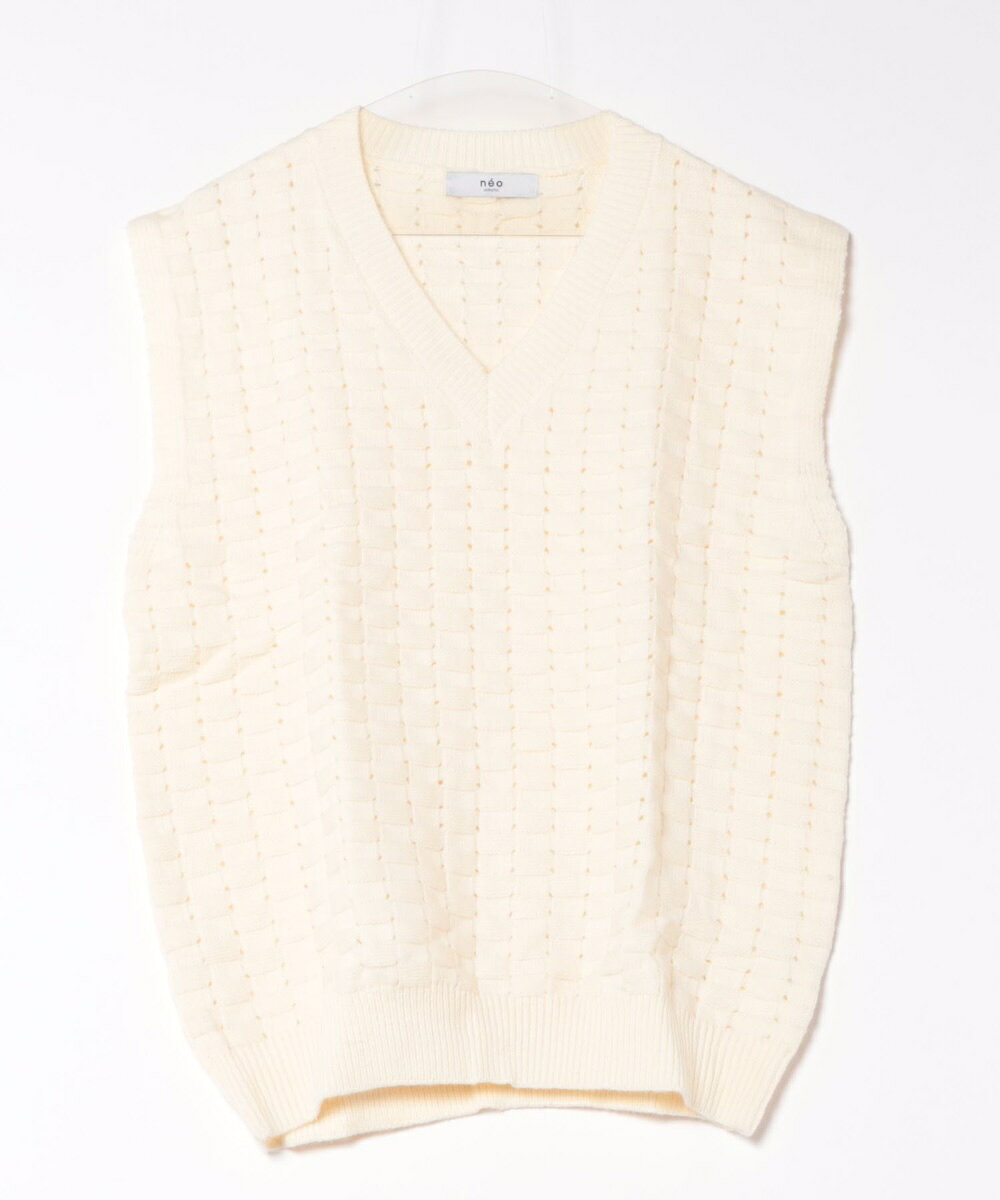 【aimoha neo】 Textured V-Neck Sweater Vest ニットベスト／アイモハ（aimoha）