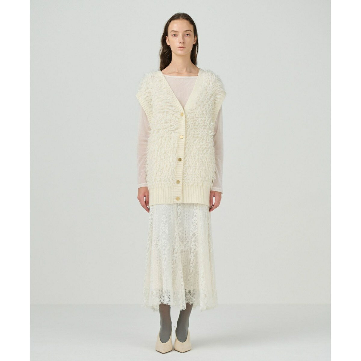 ストライプレースフレアスカート／グレースコンチネンタル（GRACE CONTINENTAL）