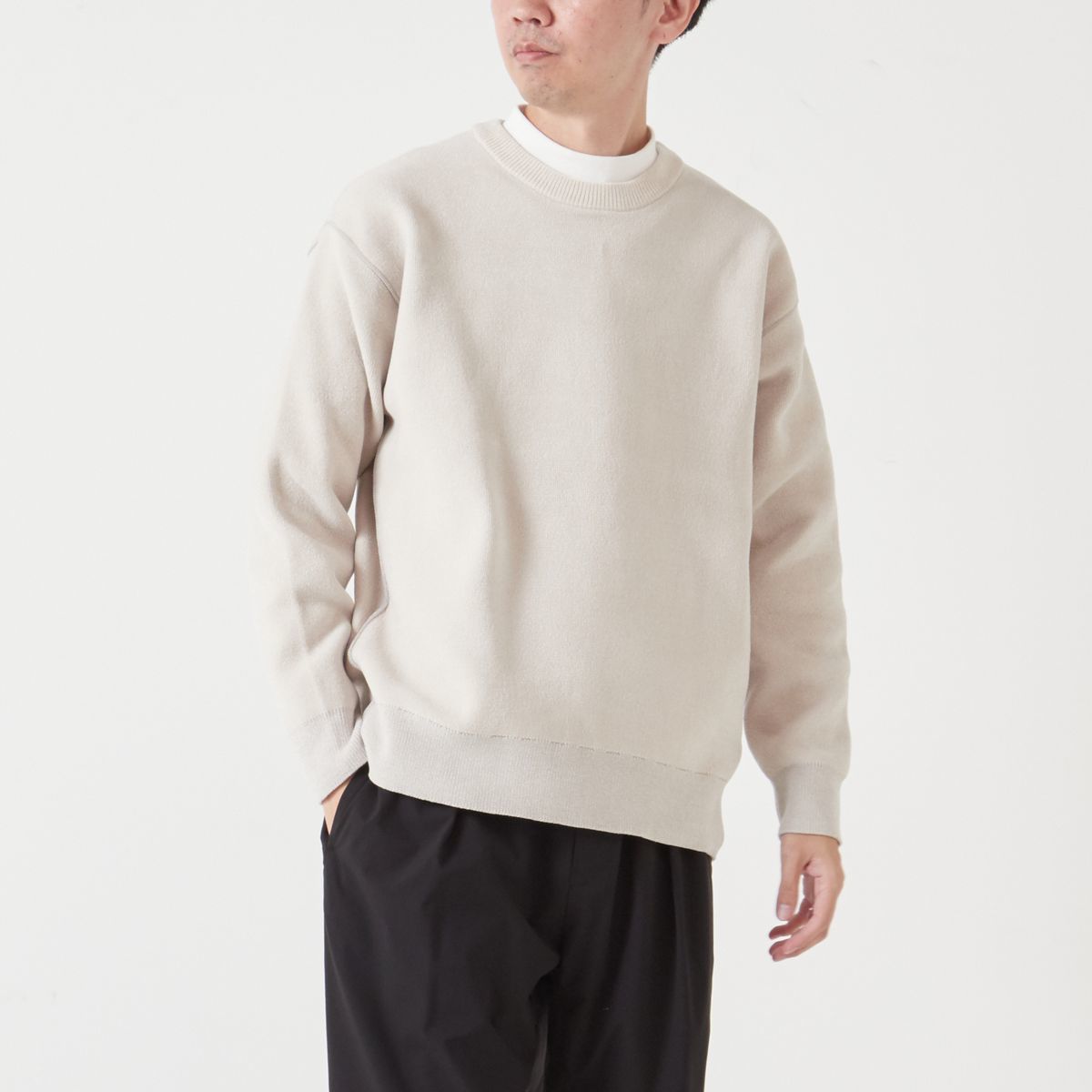 【MASTER FRAME/マスターフレーム】配色モールニットクルーネックプルオーバー／メンズメルローズ（MEN..