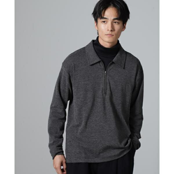 WEB限定／ストレッチテレコハーフジッププルオーバー 長袖／ナノユニバース（NANO universe）