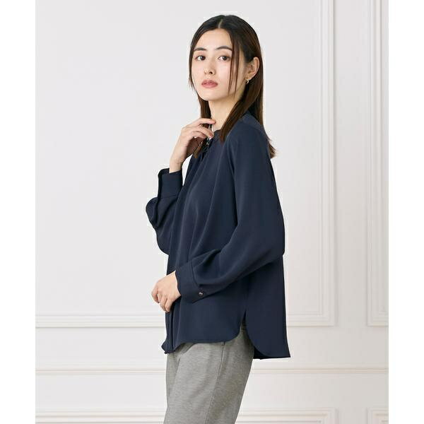 《大きいサイズ》スタンドカラーブラウス／セブンアイディコンセプト（7ID concept）