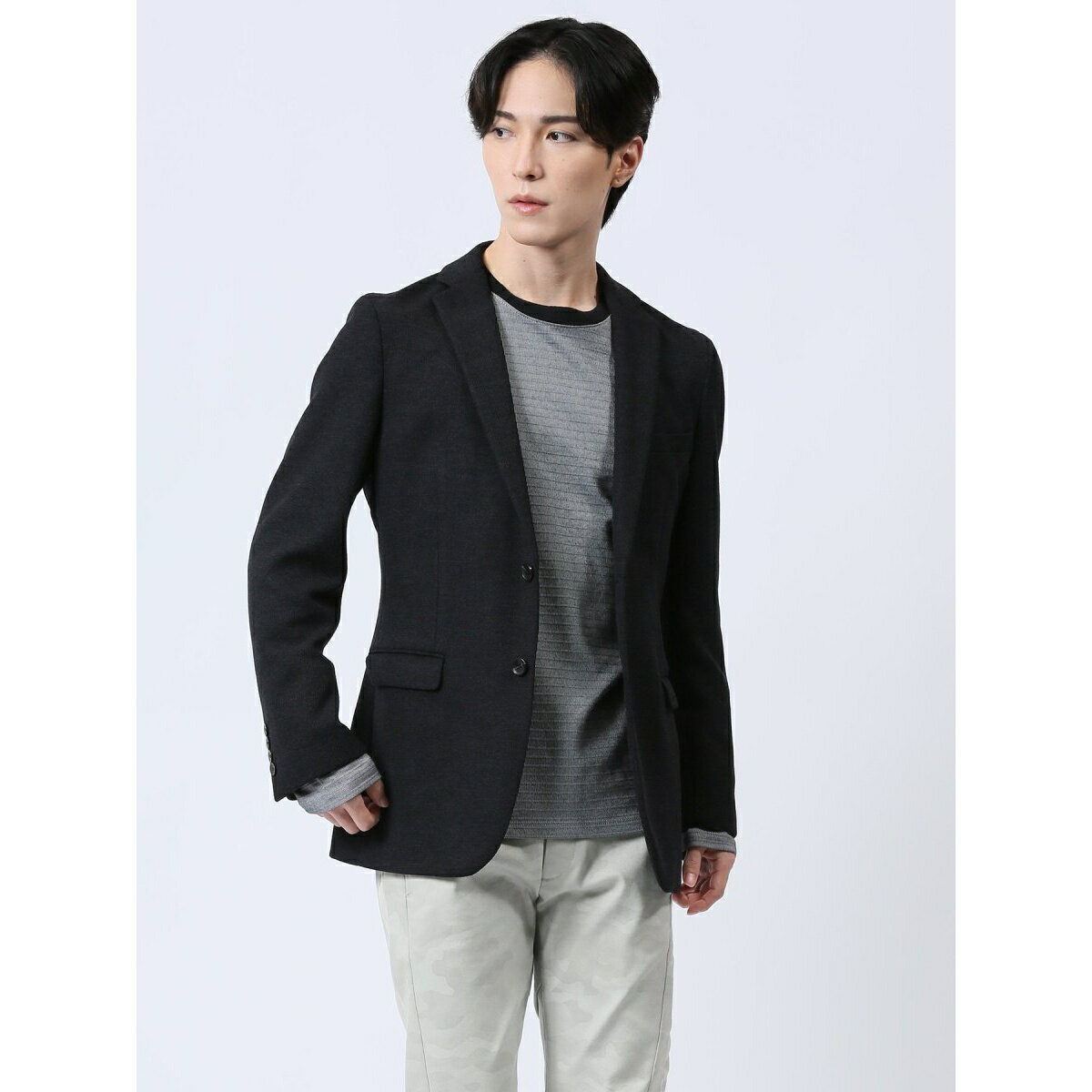 レノマ オム ストレッチニット 2ボタンジャケット 紺／タカキュー（TAKA-Q）