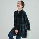 【洗えるS-LL】お腹周りをゆったりカバー 起毛チェック柄チュニックブラウス/シューラルー(SHOOLARUE)