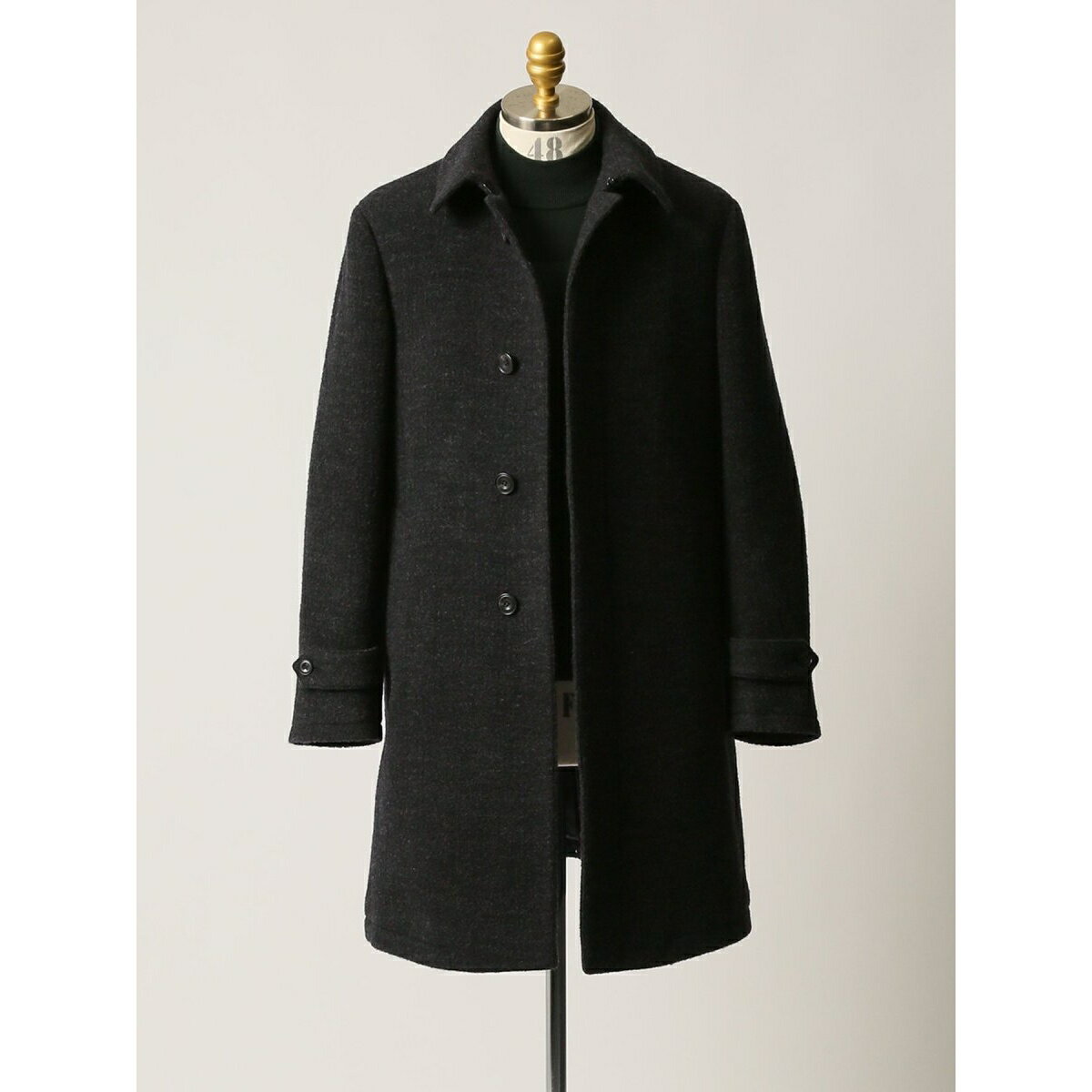 【インポート生地使用】 ウール混 ステンカラーコート ブークレー／タカキュー（TAKA-Q）