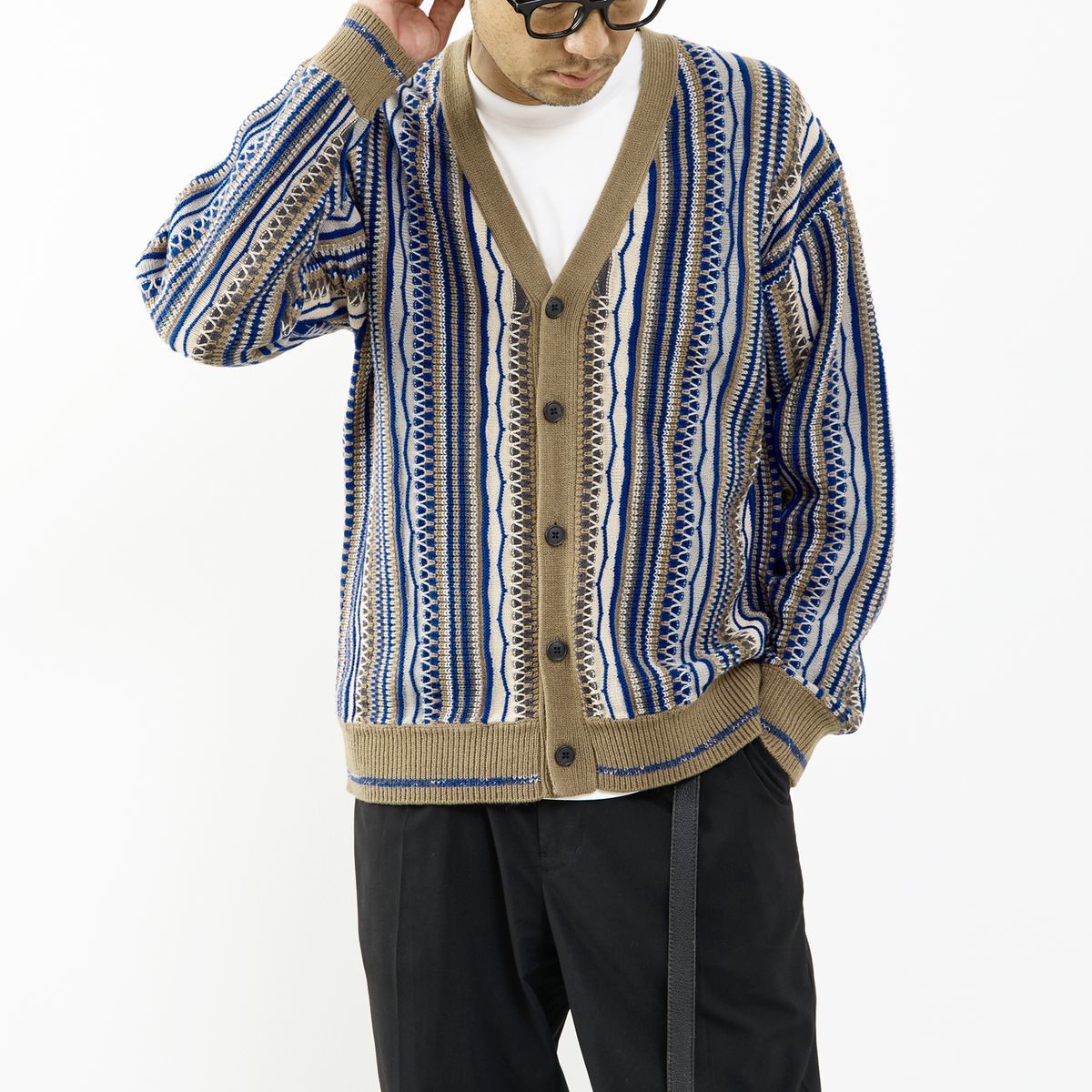 【MASTER FRAME/マスターフレーム】レトロJQニットカーディガン／メンズメルローズ（MEN'S MELROSE）