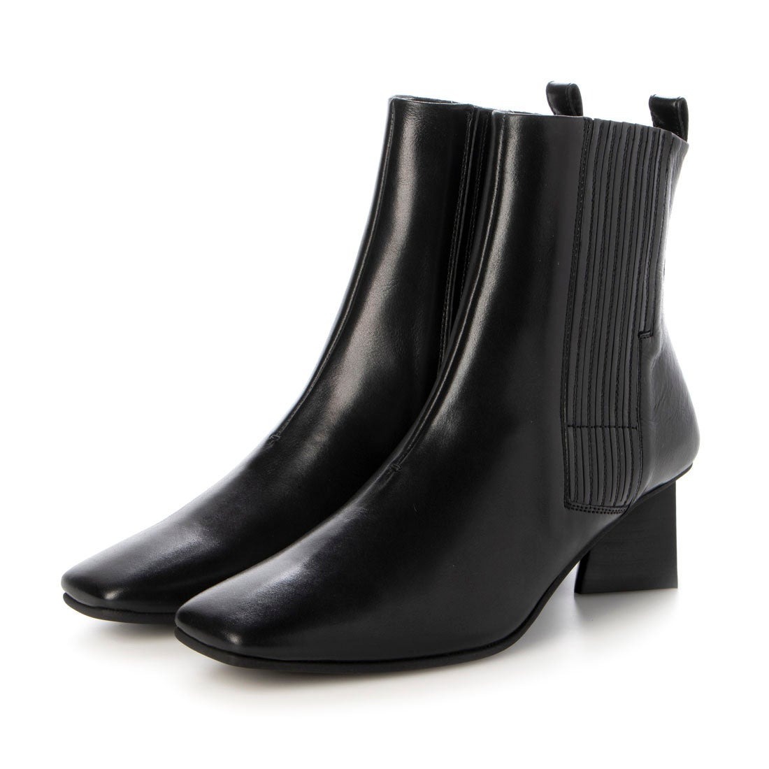 24秋冬新作5cm本革スクエアトウサイドゴアブーツ／ワークス（works）