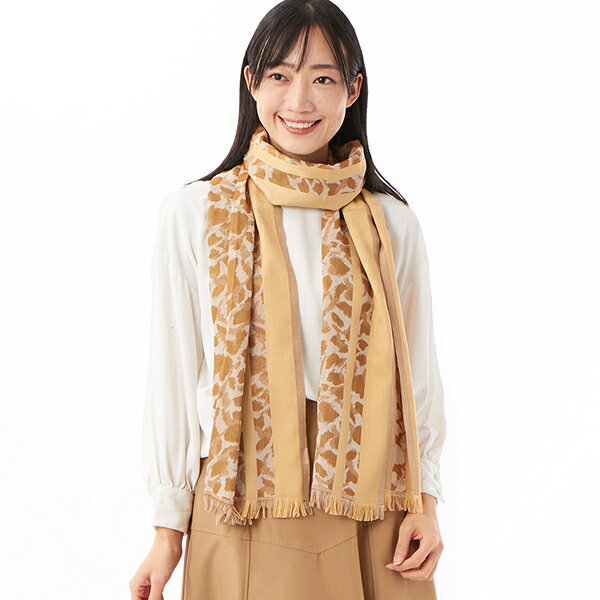カシュネ cache nez / ライン入アニマル柄ジャカードストール／カシュネ（cache nez）
