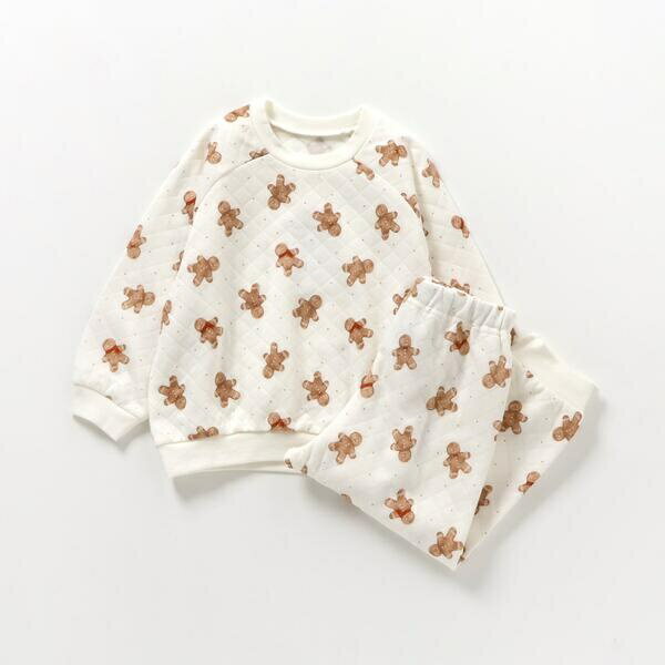 車・ジンジャークッキー柄キルトパジャマ 10分丈／アプレ レ クール（apres les cours）