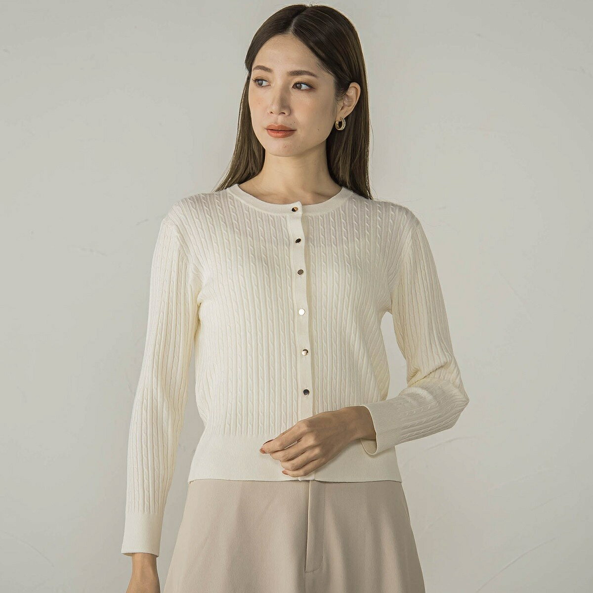 しっとりシアバター加工ミニケーブルカーディガン≪手洗い可能≫／ケティ（ketty）