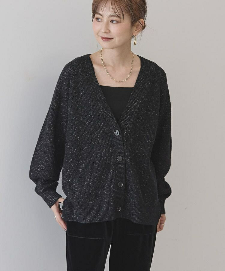 バイパチラメ入りVネック片畦ニットカーディガン／アメリカンホリック（AMERICAN HOLIC）のサムネイル