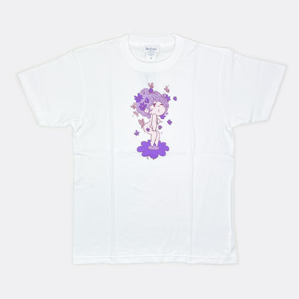 水森亜土 シルクスクリーンプリント Tシャツ(チョウチョ) (ホワイト) アパレル 亜土ちゃん／パーフェクト・ワールド・トーキョー（Perfect World Tokyo）