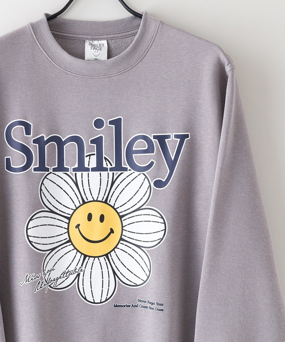 【SMILEY FACE/スマイリーフェイス】裏起毛オーバーサイズプリントスウェットトレーナー／ジーンズメイト（JEANS MATE）