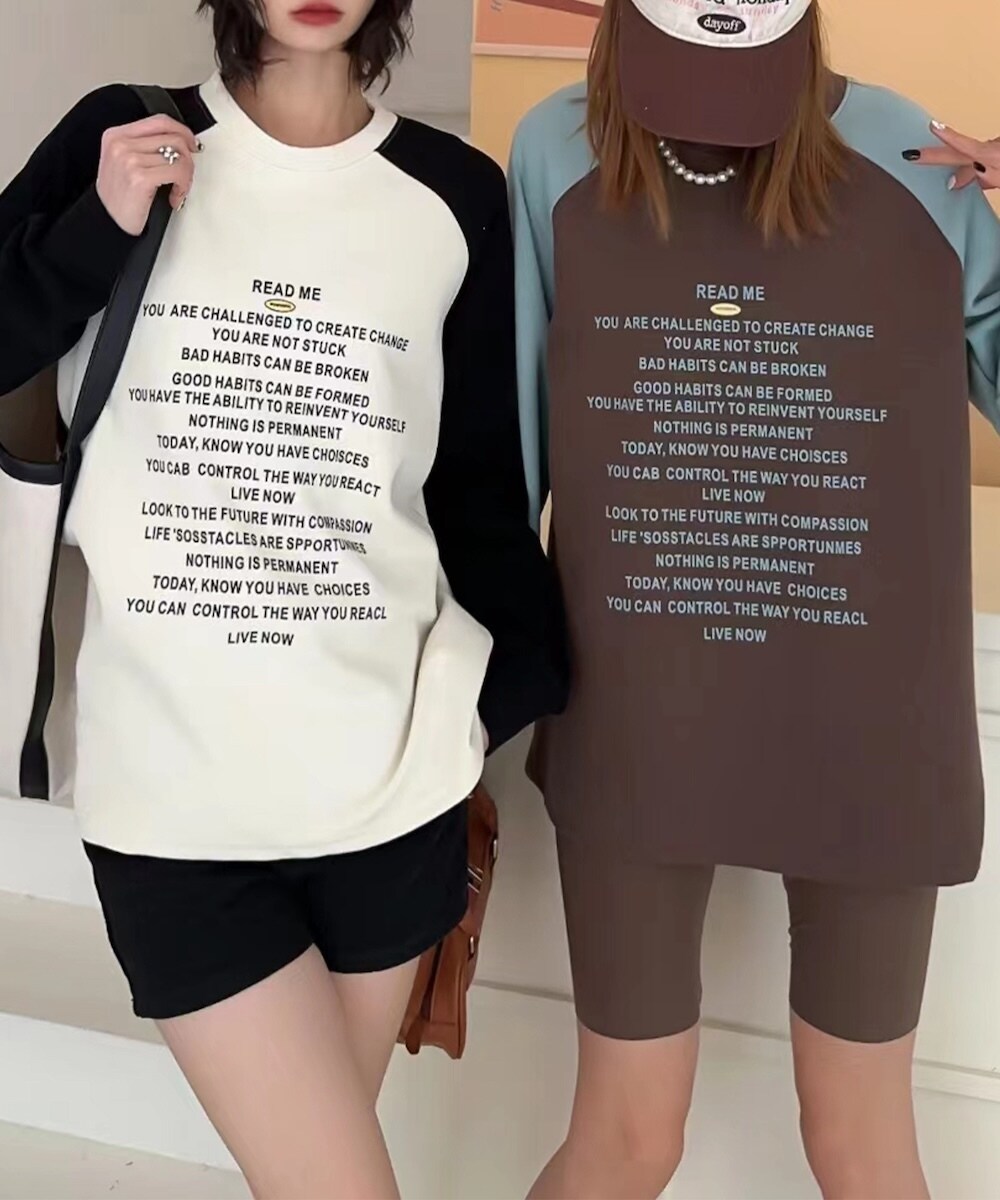 メッセージプリントラグランスリーブスウェット／アイモハ（aimoha）