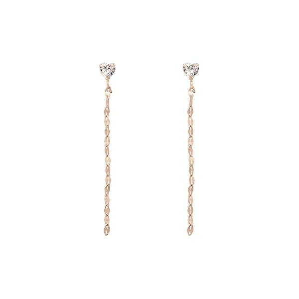 K10PG ハートストーンチェーンピアス