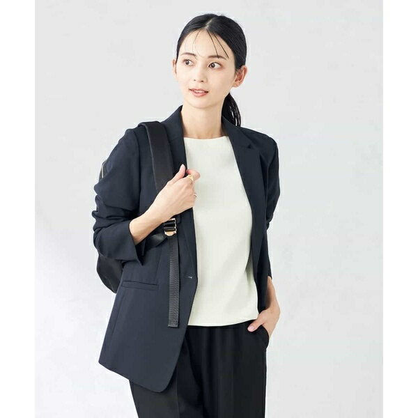 【洗える/ストレッチ/UVカット】麻調ストレッチテーラードジャケット／アー・ヴェ・ヴェ（a.v.v）
