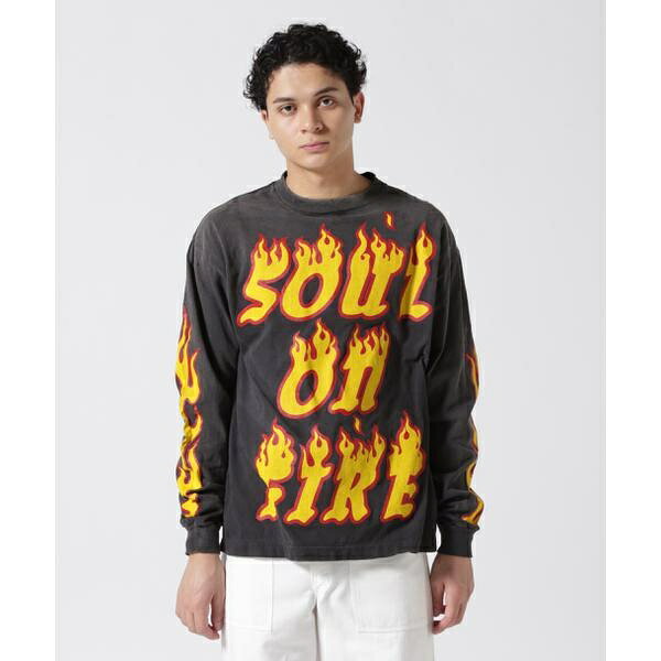 SAINT MICHAEL／セントマイケル／LS TEE／SOUL ON FIRE／BLACK／ロイヤルフラッシュ（ROYAL FLASH）
