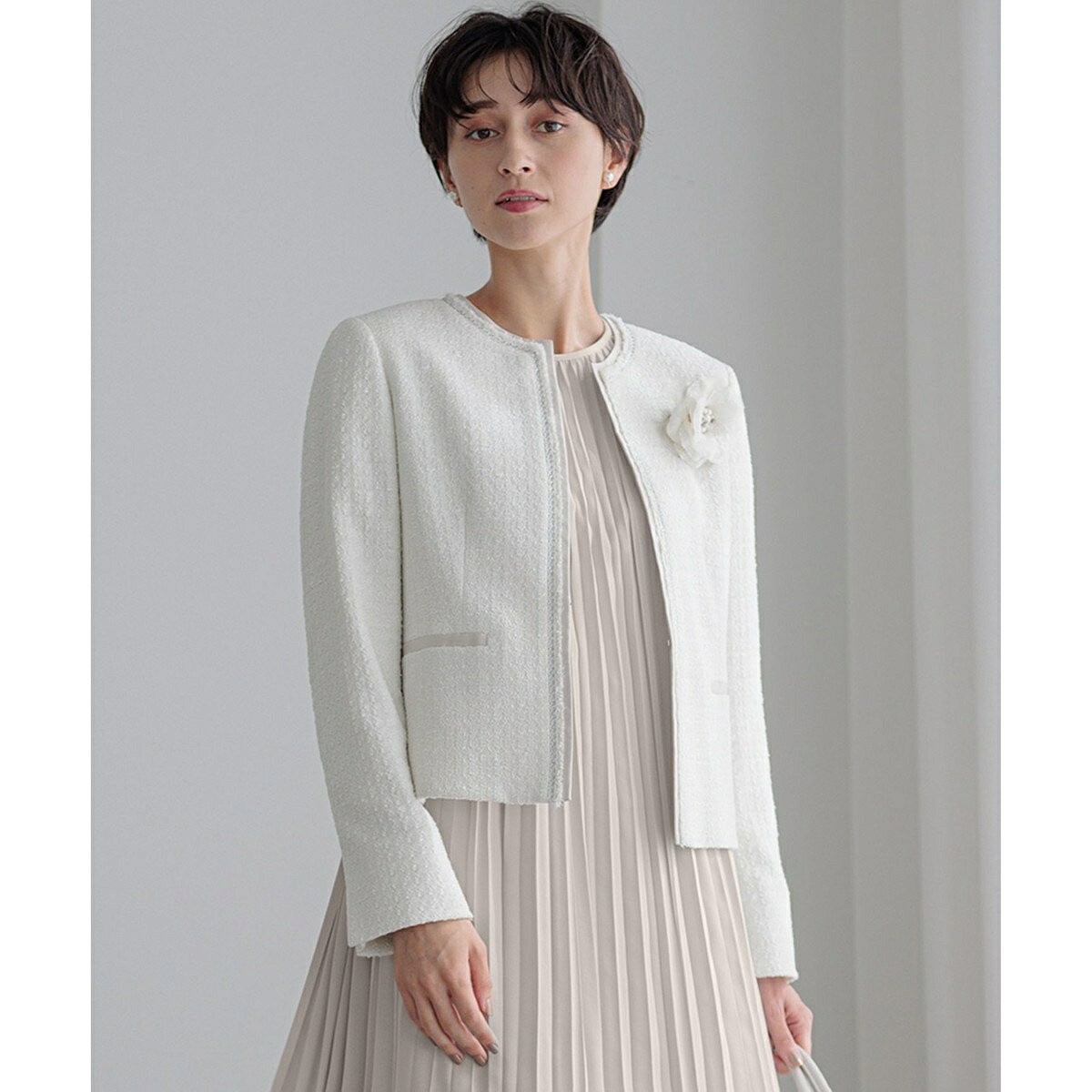 【セットアップ対応】シャインツイードストレッチ ノーカラー ジャケット／23区（23KU） 0101marui-12770306 丸井(マルイ)楽天市場店 サンプル画像3