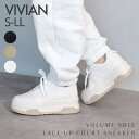 【25春夏新作】厚底レースアップコートスニーカー/ヴィヴィアン(Vivian)