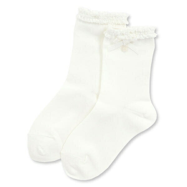 【日本製】【お揃い】コットンシルケットレースリボンソックス(13~21cm)/タルティーヌ エ ショコラ(Tartine et Chocolat)