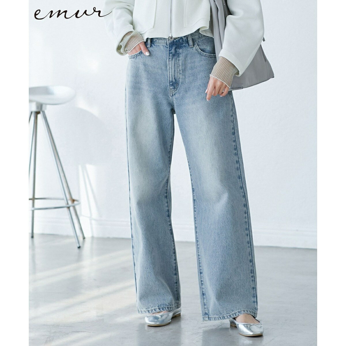 【emur/エミュール】ワイドストレートデニムパンツ／ロペピクニック（ROPE' PICNIC）