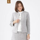 【L】【美シリーズ】【ウォッシャブル】【セットアップ対応】カラミファンシーツイードノーカラージャケッ/トランスワーク(TRANS WORK)