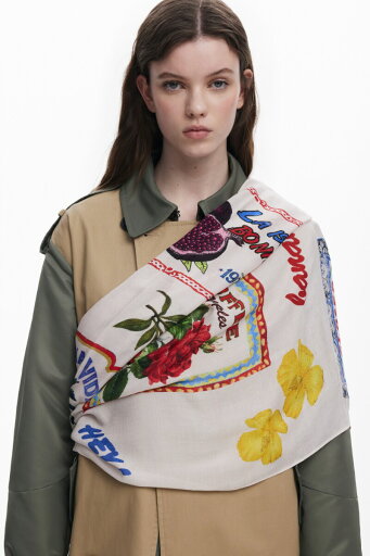 ビンテージ切手柄スカーフ/デシグアル(Desigual) ビンテージ切手柄スカーフ/デシグアル(Desigual)