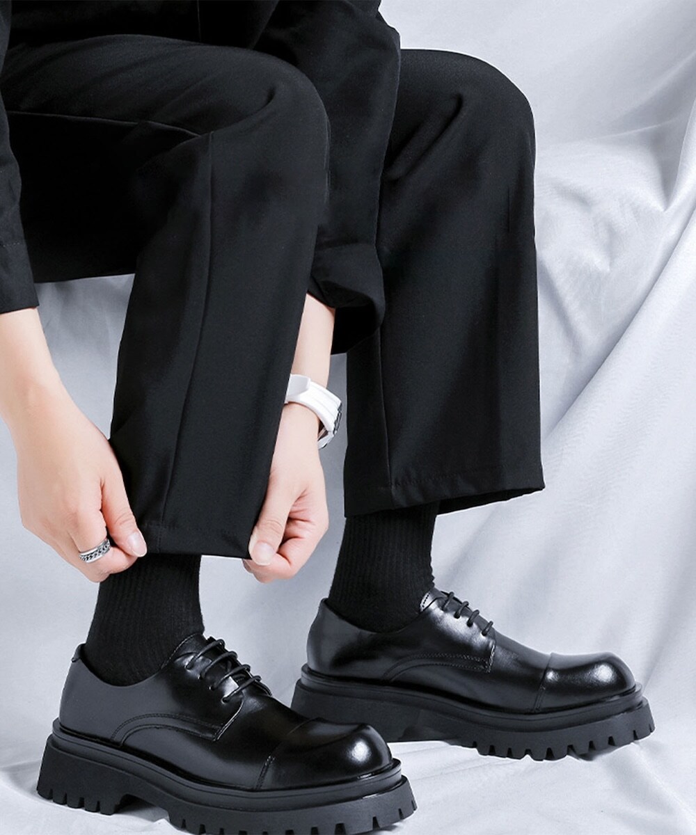 【shoes365】メンズ PUレザーハイソールストレートチップシューズ/アイモハ(aimoha)