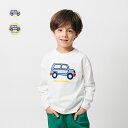 車アップリケ長袖Tシャツ/ムージョンジョン(moujonjon)