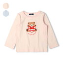 リボン付きくまクマハート長袖Tシャツ/ムージョンジョン(moujonjon)