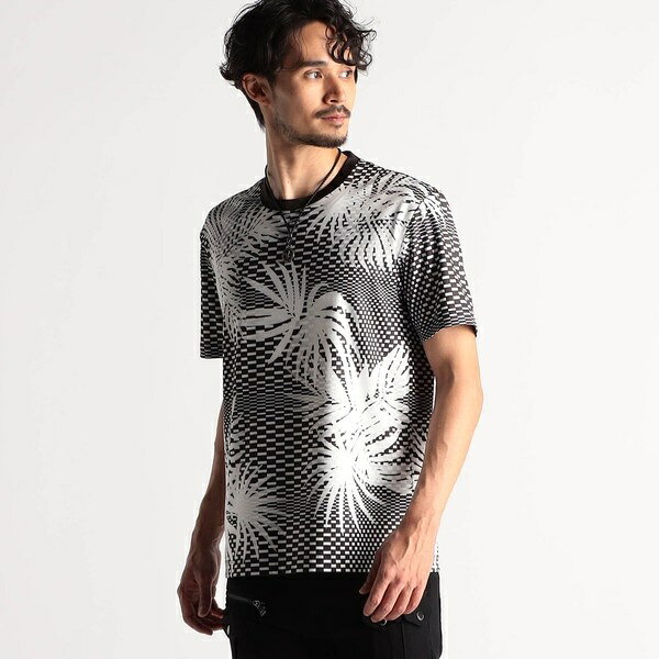 ジオメトリック＆ボタニカルプリント半袖Tシャツ／ニコルクラブフォーメン（NICOLE CLUB FOR MEN）