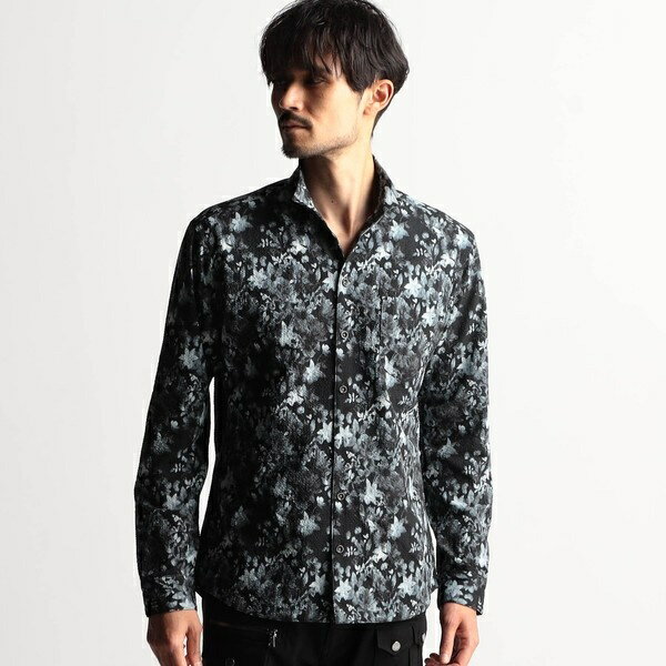 アラカルトプリント　スタンドカラーシャツ／ニコルクラブフォーメン（NICOLE CLUB FOR MEN）