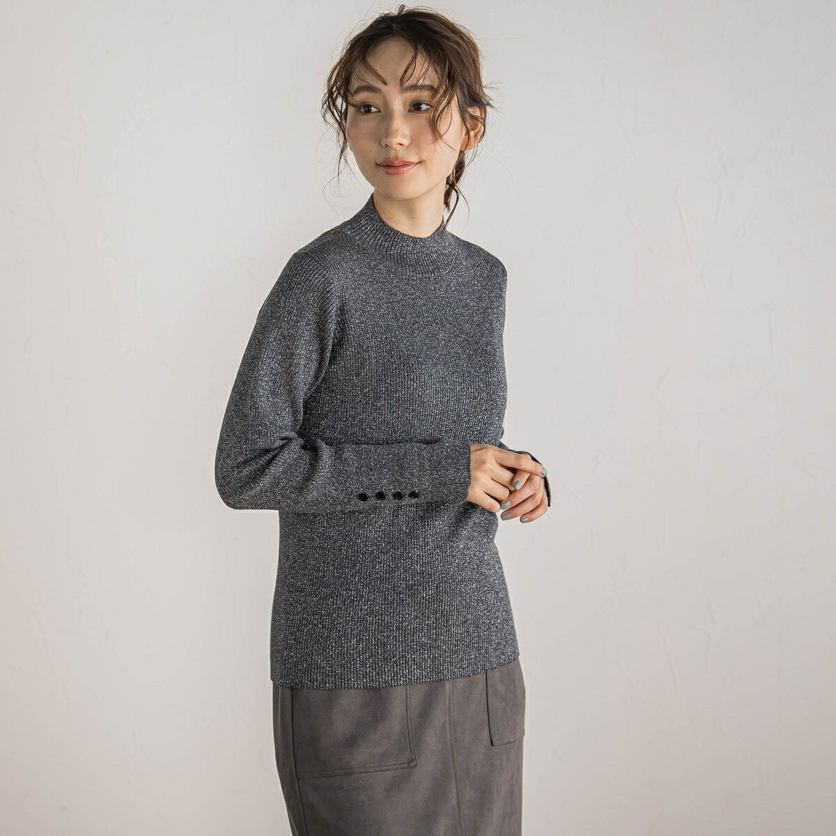 ラメRIBニットプルオーバー≪手洗い可能≫／ドロワットロートレアモン（Droite lautreamont）