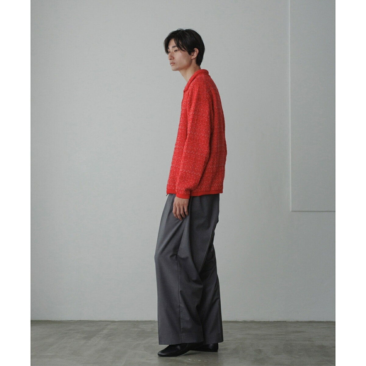 【WEB限定】ツイードライク ニット ガーディガン / ブルゾン / ユニセックス／アダムエロペ（ADAM ET ROPE'）