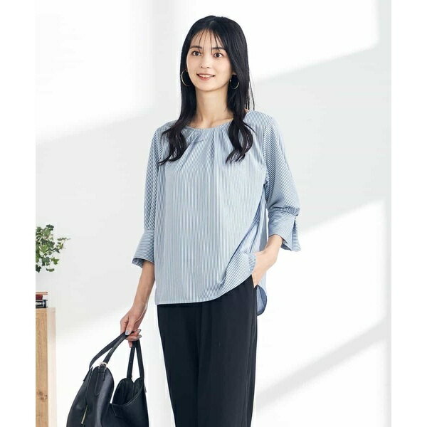 【UVカット/イージーケア】ストライプタックスリーブカットソー／アー・ヴェ・ヴェ（a.v.v）