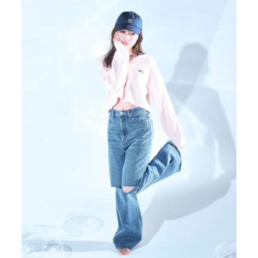ダメージデニムスリットワイドパンツ/ジル バイ ジル スチュアート(JILL by JILL STUART) ダメージデニムスリットワイドパンツ/ジル バイ ジル スチュアート(JILL by JILL STUART)