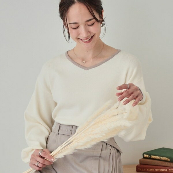 【洗える高レビュー】きれいめスタイルに 女性らしく好印象 Vネックニット／シューラルー（SHOOLARUE）