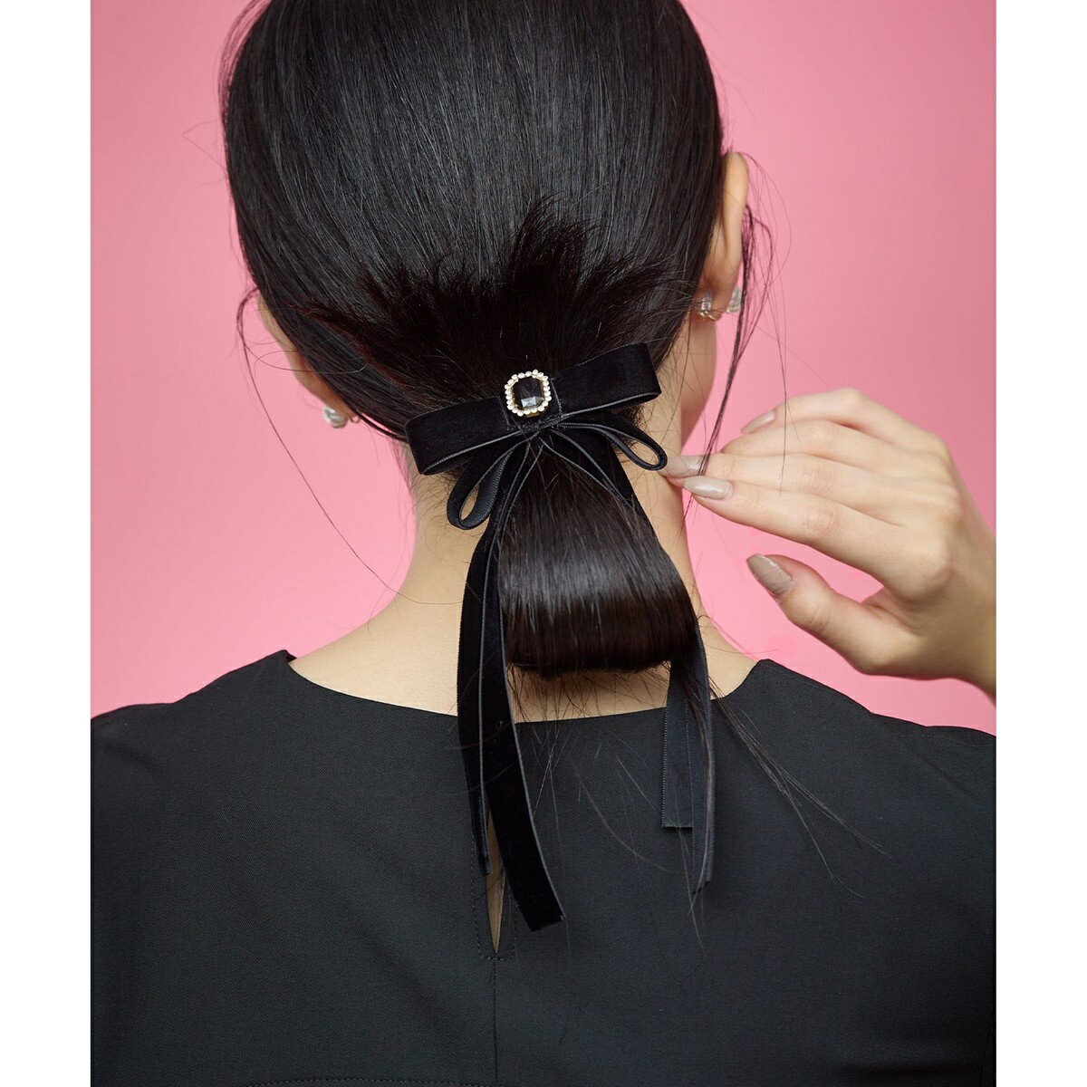 【好評につき追加販売】ベルベットリボンヘアクリップ/組曲(KUMIKYOKU)