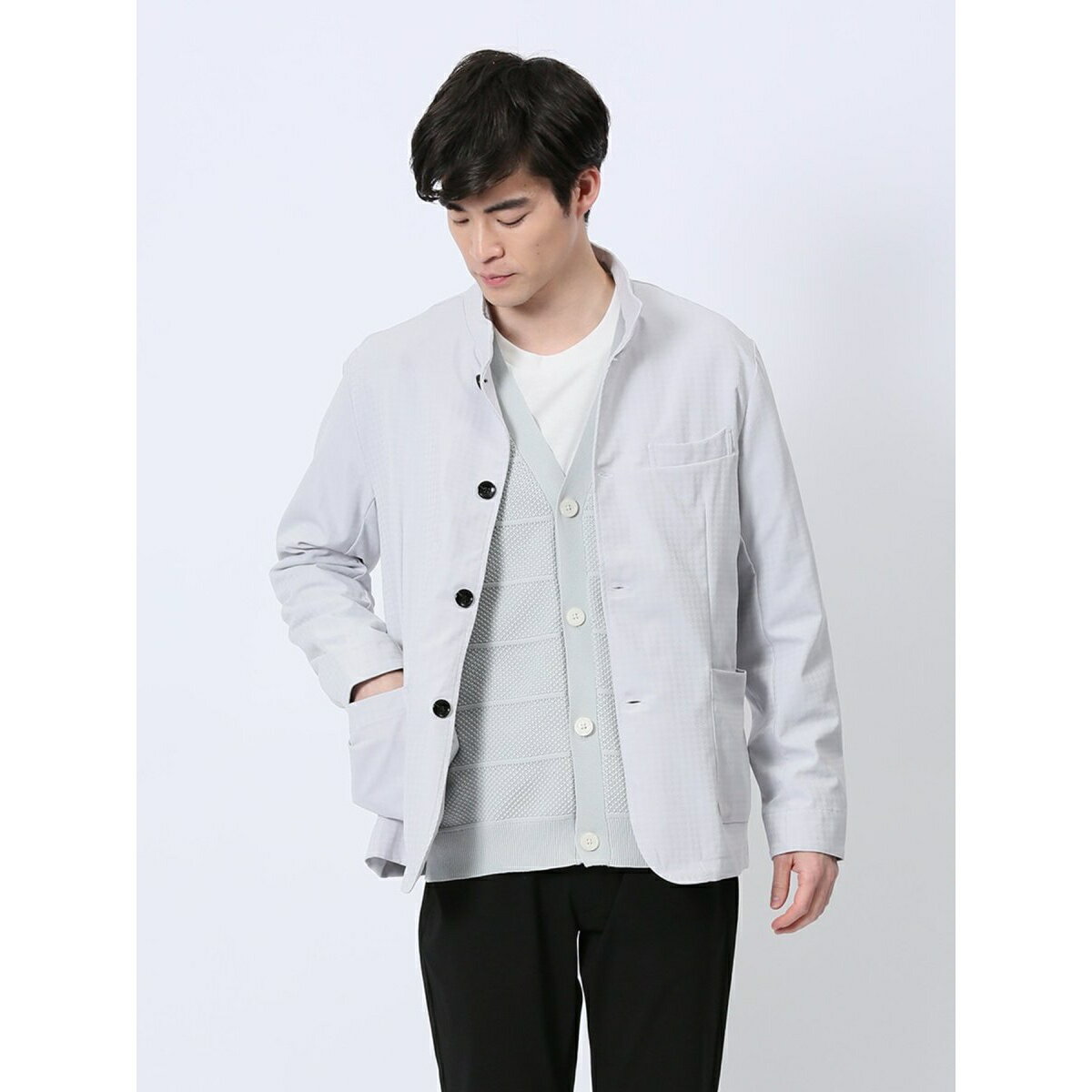 タカキュー ストレッチ 千鳥ジャガード スタンドシャツアウター／タカキュー（TAKA-Q）