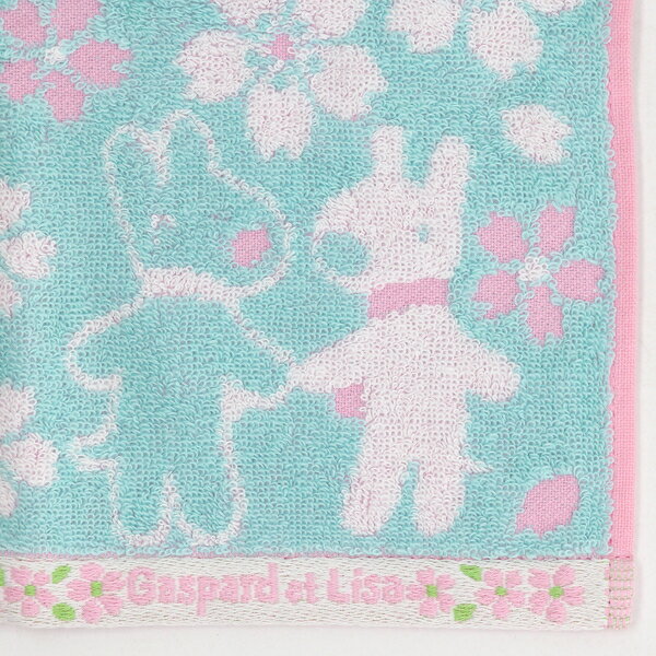 リサとガスパール　タオルハンカチ　桜（パッケージ入り）【Gaspard et Lisa】／ブルーミング（BLOOMING）