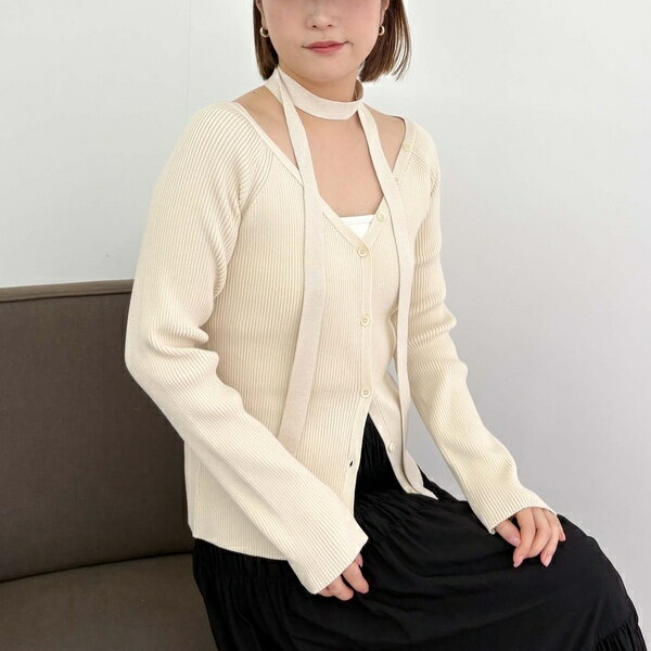 チョーカーVネックリブニットカーディガン／アルシーヴ（archives）