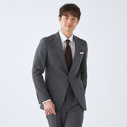 【年間】2釦シングルスーツ 1タック チャコールグレー 無地 パンツウォシャブル/スーツセレクト(SUIT SELECT) 【年間】2釦シングルスーツ 1タック チャコールグレー 無地 パンツウォシャブル/スーツセレクト(SUIT SELECT)
