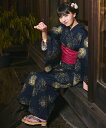 【CELEN × 川口ゆりな コラボ】紺夜の儚火 浴衣 レディース4点 セット(浴衣・兵児帯・腰紐〕/セレン(CELEN)