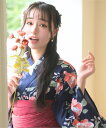 【簡単着付け】セパレート浴衣3点セット 藍夜の紅椿 (上衣 下衣 兵児帯)/リブルーム(Rebloom)