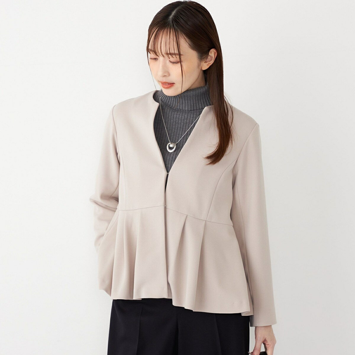 《一部追加予約》SHIPS Colors:ストレッチ ジョーゼット ペプラム ジャケット◆／シップス カラーズ（SH..