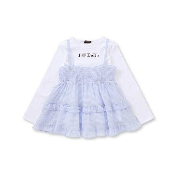 シャーリングティアードキャミブラウス+長袖ロゴTシャツセット(90~150cm)／ベベ（BeBe）のサムネイル