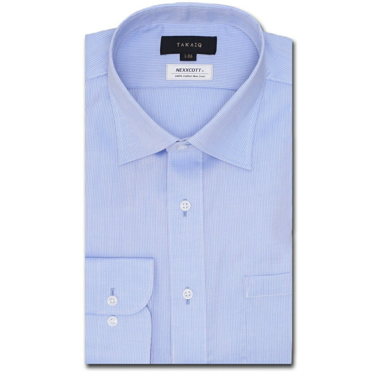 【綿100% ノーアイロン】タカキュー ワイドカラービジネスドレス長袖シャツ／タカキュー（TAKA-Q）