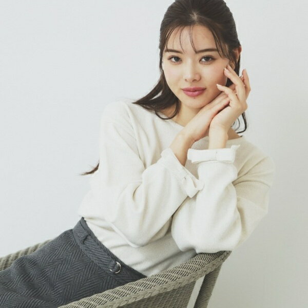 ラメリボンスリーブ二ット【洗濯機洗い可抗ピル】／インデックス（index）