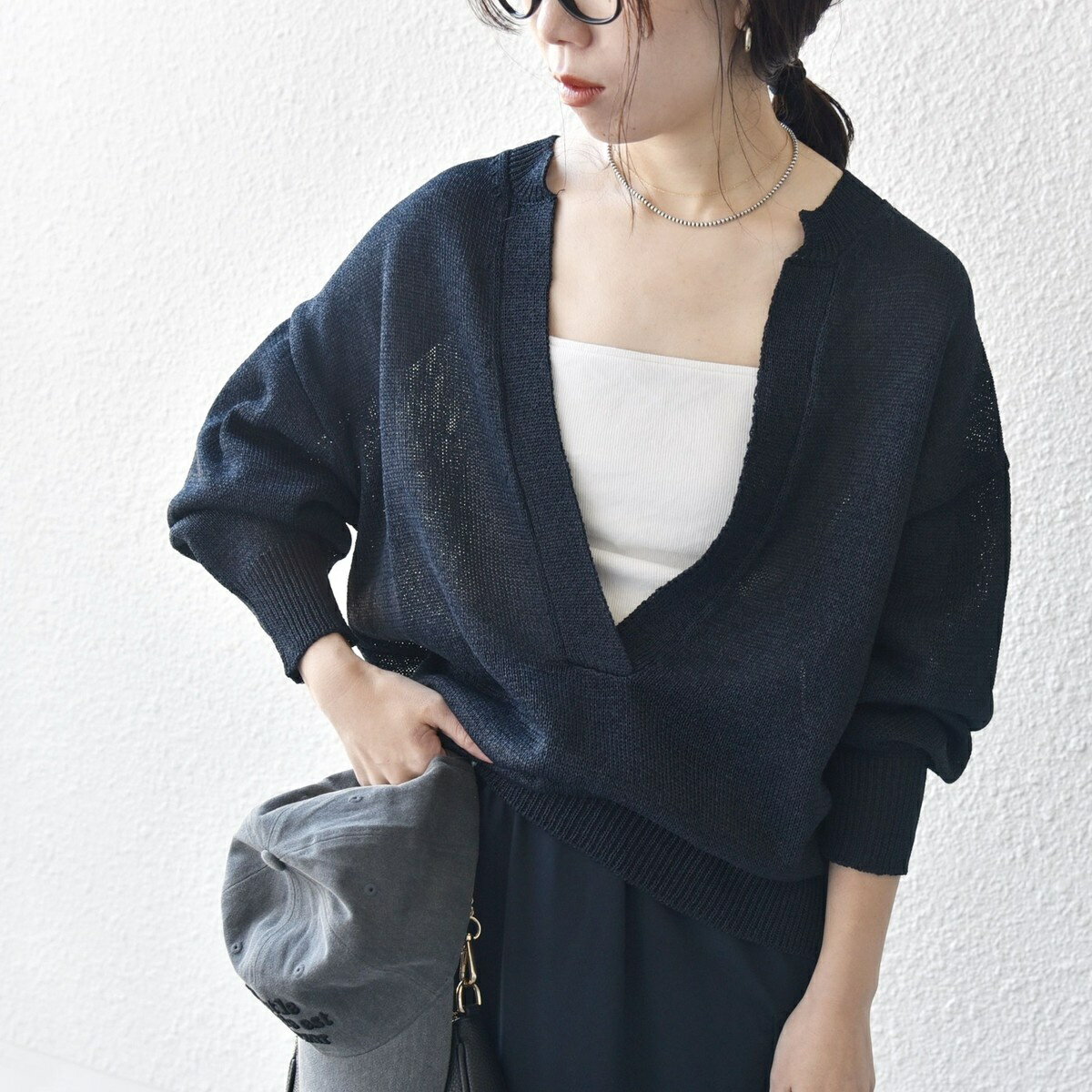 SHIPS any:〈手洗い可能〉バルキー シアー Vネック ニット プルオーバー／シップス エニィ（SHIPS any）のサムネイル